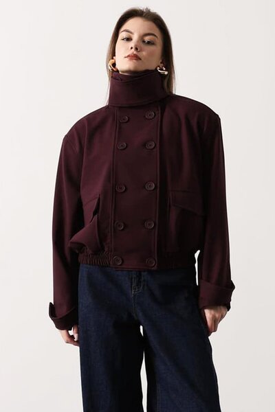 VAGGON Button Closure Double Pocket Lined Bomber Jacket