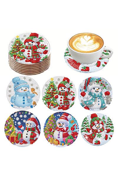 Choice مجموعة من 6 قطع من الأكواب الخشبية المطلية بالماس بتصميم عيد الميلاد، ...