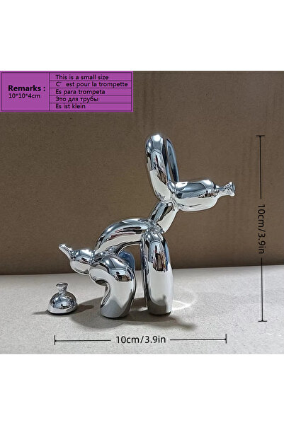 Choice5 Small silver Modern Art Squat Balloon Dog Animal Decorative Statue, S...