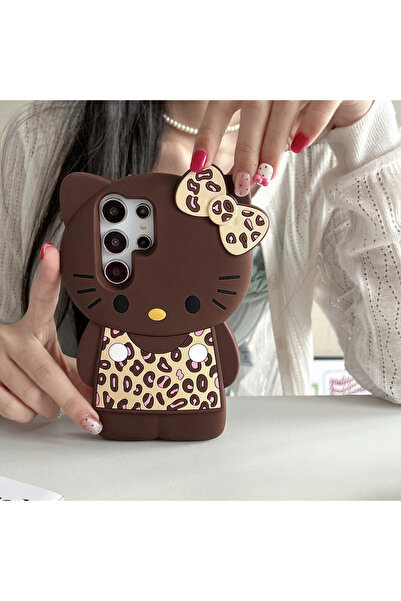 Miniso Galaxy S25 Brown INS Cartoon Hello Kitty Phone Case for S25 S24 S23 S2...