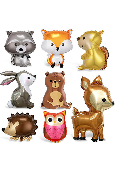 Choice 8 قطع أخرى 1/8 قطعة قنفذ ثعلب راكون بومة غزال حيوان بالونات رقائق معدن...