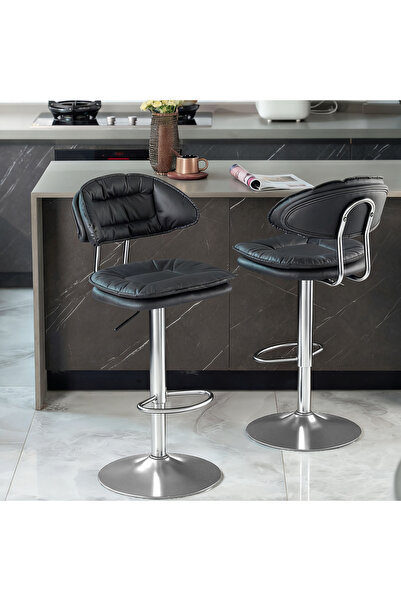 sharpdo 2PCS Bar Chair,High Back Small Round Stool, Comfortable Adjustable High Bar Chair with 360° Swivel