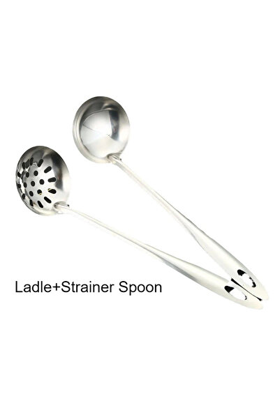 Choice 2Pcs Stainless Steel Soup Ladle Set - Extra Thick & Long Handle Large Serving Spoon for Hot Pot Soup