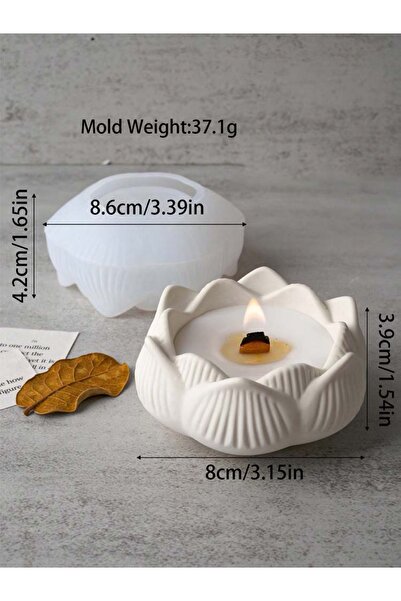 Choice قالب شمعدان على شكل لوتس من السيليكون، صندوق تخزين مصنوع يدويًا من الجبس والخرسانة وحامل شموع من الراتينج