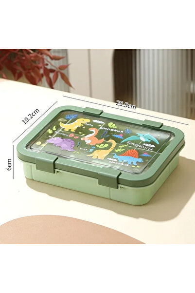 Choice صندوق غداء كرتوني أخضر 1500 مل، مستطيل محمول للأطفال والطلاب، صندوق بينتون مقاوم للتسرب، طعام C