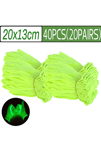 Choice 20 زوجًا (40 قطعة) 40-2 قطعة قفازات خضراء فلورية متوهجة في الأشعة فوق ...