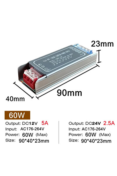 Choice مصدر طاقة تبديل 24 فولت 60 واط 12 فولت 24 فولت تيار متردد 176-264 فولت...