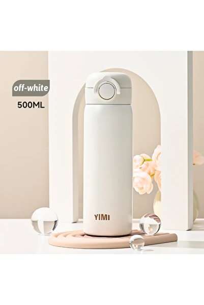 Choice زجاجة ترمس سعة 500 مل بلون أبيض كريمي، مصنوعة من الفولاذ المقاوم للصدأ...