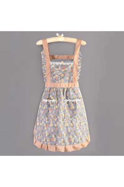 Choice مريلة مطبخ منزلية من القماش باللون الأزرق قطعة واحدة للنساء مقاومة للزيت والماء للبالغين وخصر أنيق للقهوة