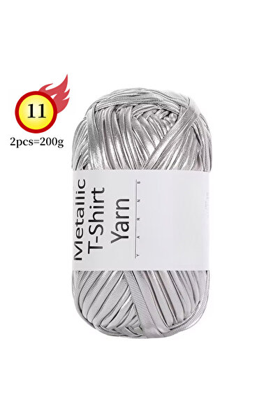 Choice 11 خيط قماش معدني لامع فضي رمادي 200 جرام، مواد يدوية الصنع، خيوط كروش...