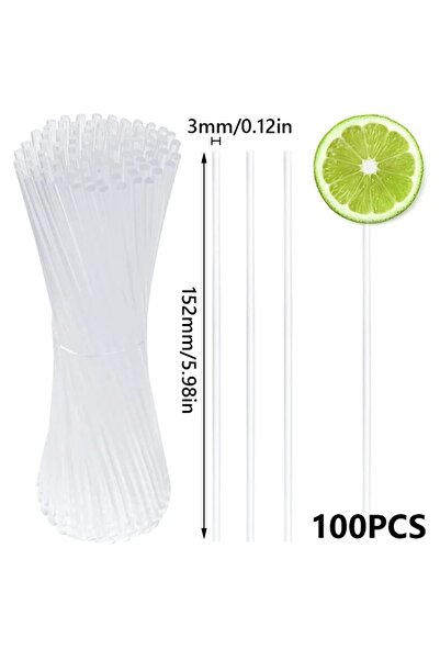 Choice 100 قطعة من أعواد المصاصة المصنوعة من الأكريليك الشفاف القابلة لإعادة الاستخدام لتزيين الكعك والحلوى والشوكولاتة.