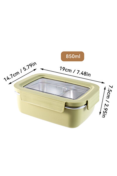 Choice 2 Grid Yellow 850ML Microwave 304 Stainless Steel Compartment Lunch Bo...