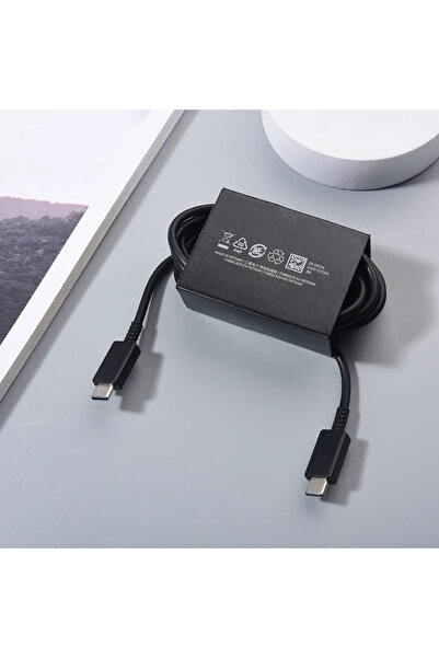 Samsung كابل USB 5A PD أسود بدون صندوق بطول 100 سم، 45 واط من النوع C إلى النوع C، كابل شحن فائق السرعة S24 S23 S22 Ultra