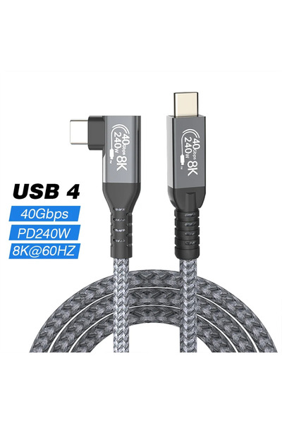Choice 1m Elbow Thunderbolt4 Cable USB4 Elbow 90 Degree Angle Cable PD 240W 40Gbps Type-C Thunderbolt3 Data