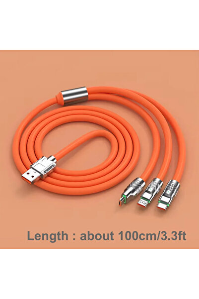 Choice كابل شحن USB قصير 3 في 1 بطول 100 سم و3.3 قدم، كابل شاحن متعدد المنافذ...
