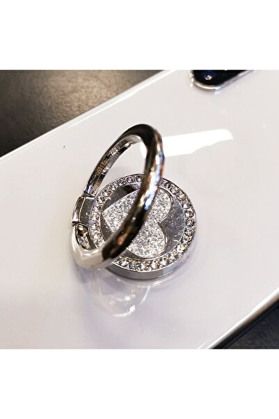 Choice حامل هاتف محمول دائري إبداعي فضي اللون مع مشبك معدني وحلقة مزخرفة على ...