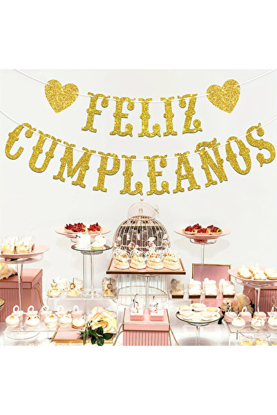 Choice F0249-01 Gold/Black/Blue/Rose Red FELIZ CUMPLEANOS Spanish Birthday Ba...