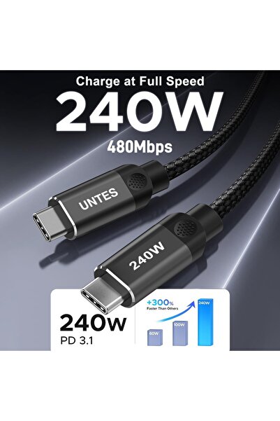 Choice 3M-9.8FT SU101 240W Cable UNTES USB C to USB C Cable, 240W Fast Charging ,Type C Charger Braided Cor
