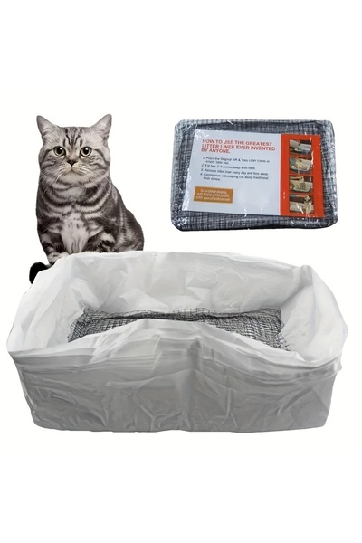 Choice 18.5 × 14.2 بوصة 10 قطع 10 قطع فلتر براز القطط القابل لإعادة الاستخدام، بطانات براز القطط الأليفة بدون استخدام اليدين شبكة فلتر