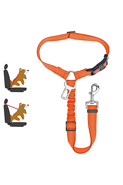 Choice A0361-1PCS Orange New Solid Two-in-one Pet Car Seat Belt Dog Harness L...