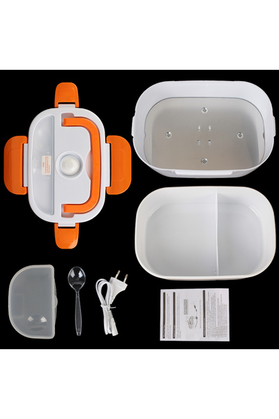 Choice Orange EU Plug Electric Heated Lunch Box 12V 220V EU Plug Portable Dinnerware Fast Heating Food cont