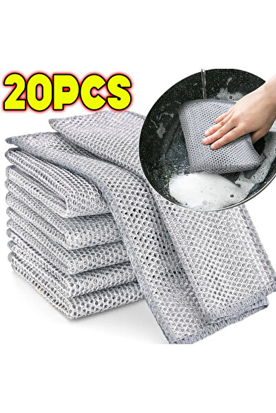 Choice 20 قطعة من قماش التنظيف السحري السميك مزدوج الجوانب من الأسلاك المعدني...