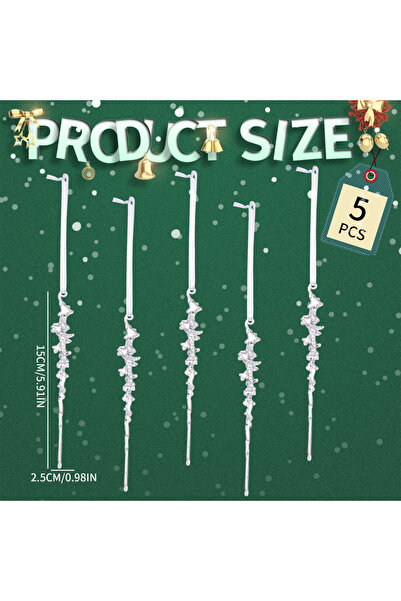 Choice 5 قطع من زينة جليدية من الأكريليك على شكل شجرة عيد الميلاد الثلجية الو...