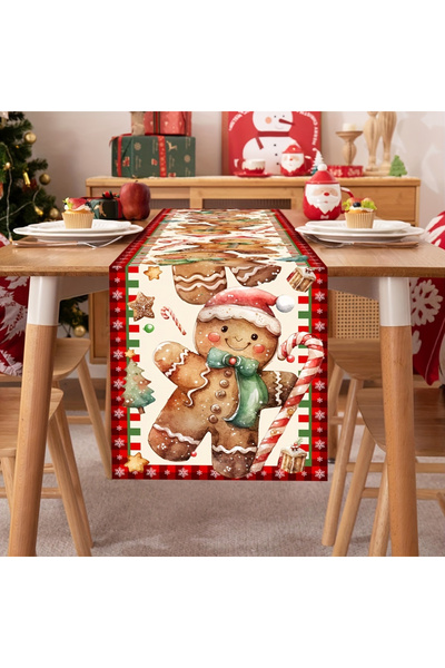 Choice 33×183 سم، قطعة واحدة من مفرش الطاولة على شكل رجل خبز الزنجبيل لعيد الميلاد، مطلي برجال خبز الزنجبيل، حلوى الكاجو