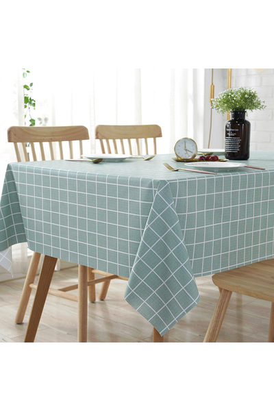 Choice 140x180cm greyish green Plastic PVC Thick Rectangula Grid Printed Tablecloth Waterproof Oilproof Hom