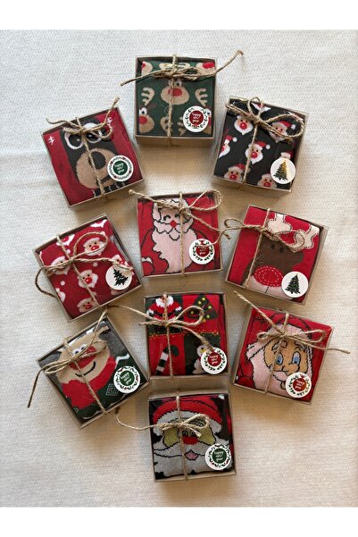 MEKİK BUTİK 10-Piece Boxed Christmas Stocking Set / New Year's Socks - 10-Piece Boxed Unisex Gift Socks