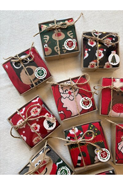MEKİK BUTİK 10-Piece Boxed Christmas Stocking Set / New Year's Socks - 10-Piece Boxed Unisex Gift Socks