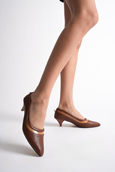 MARCHEO Cecilia Women's Tan Thin Short Heeled Shoes