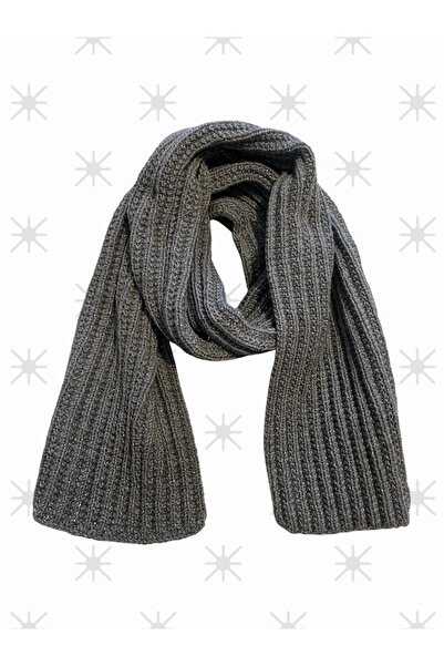 Pafuli Hand Knitted Glittery Long Color Gradient Scarf Gray Fog