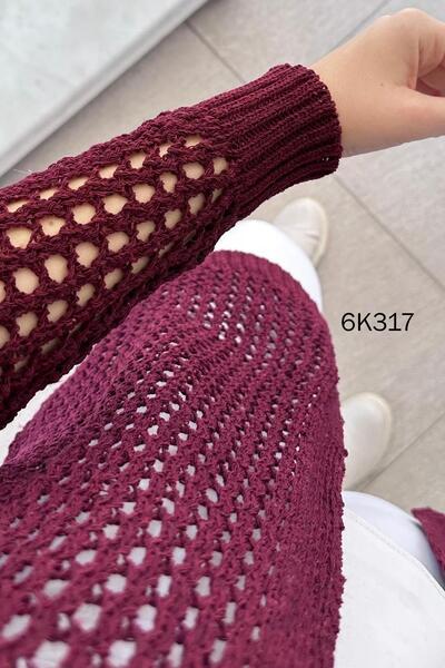 İnce Topuk Lace-Like Knit Knitwear Cardigan 6K317