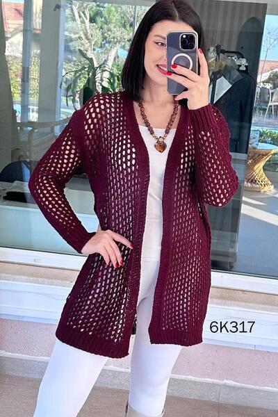 İnce Topuk Lace-Like Knit Knitwear Cardigan 6K317
