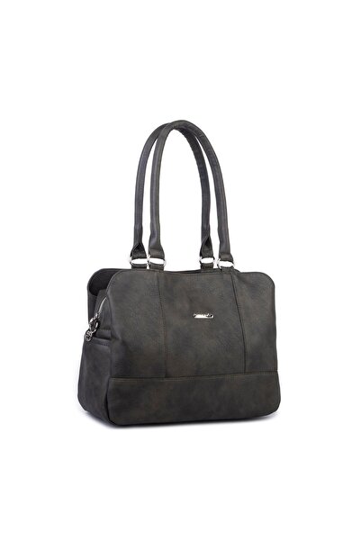 Nas Bag Women's Large Size Three Compartment Shoulder Bag Khaki Raven