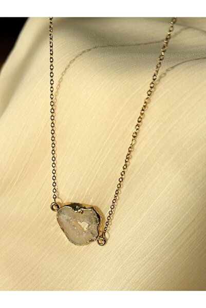 Moonlight Jewelry Κολιέ μενταγιόν "Χρυσή Άμμος" – Geode
