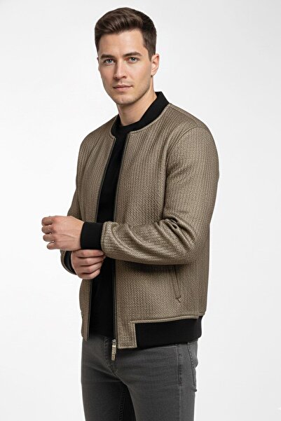 Deriderim Zippered Metallic Textured Oversized Jacket