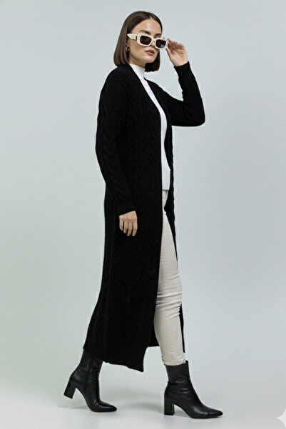 benguen Knitted Patterned Knitwear Cardigan R10006 Black