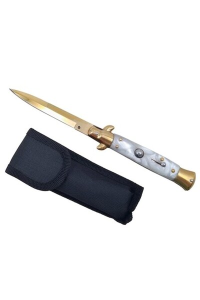 Ems Pearl White Stiletto Knife, 23 cm, Gold