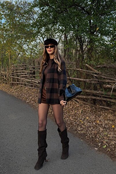 Laluvia Brown - Black Plaid Shirt - 251064