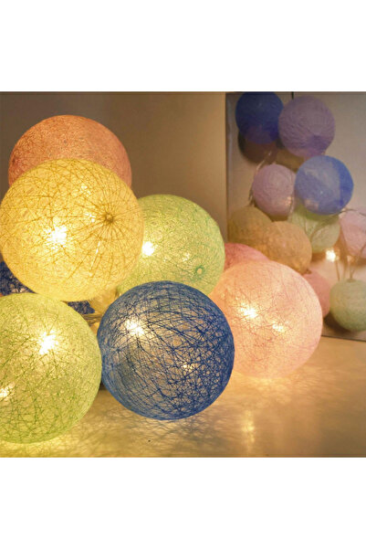 Coverzone Pilli 2 Metre Renkli Top Led Işık Yılbaşı Ağacı Süsü Dekoratif Lamb...