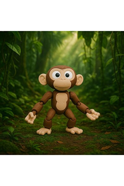 PrintForge Figurina Tangle chimp, 3D articulata, PrintForge, 6x3x2 cm, PLA, fara BPA, maro si bej
