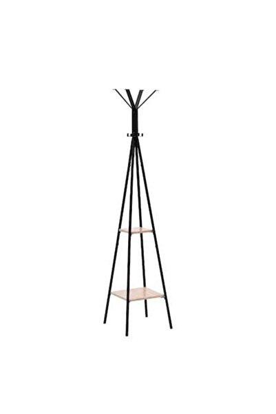 mmb -Esth Tree Coat Rack with 8 Hooks, Black Metal & MDF, 41x41x179 cm