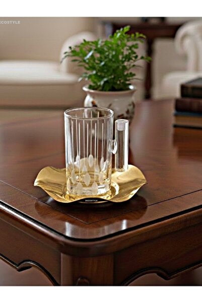 DECOSTYLE 18 Piece Modern Glass Tea Set with Steel Plate |   Premium Hospitality Luxury Presentation Set