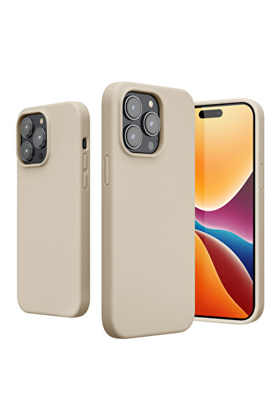 KWmobile Case for Apple iPhone 14 Pro Max, Silicone, Cream, 59074.16