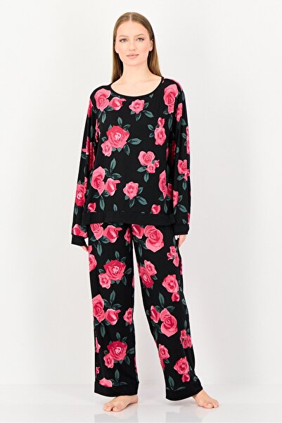 Christian Siriano طقم بيجامة نسائي من قطعتين بطبعة زهور من الأعلى والأسفل، مت...