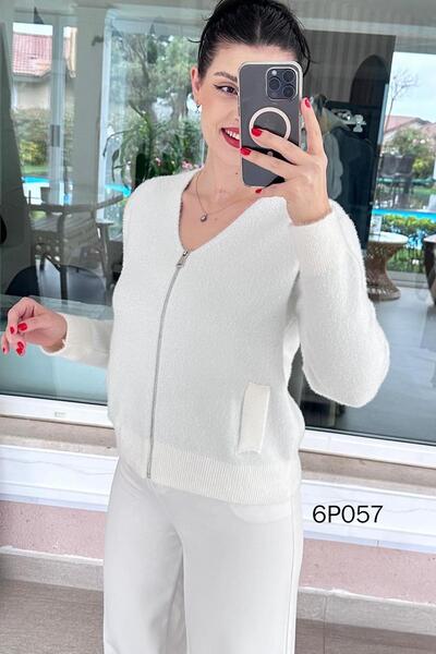 İnce Topuk Prive Series Zippered Beard Cardigan 6P057