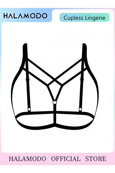 HALAMODO Women Bra Cupless Elastic Hollow Harness Lingerie Harness Elastic Cu...