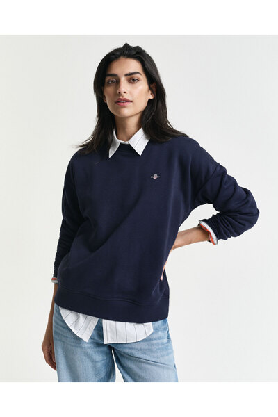 Gant Kadın Lacivert Relaxed Fit Bisiklet Yaka Sweatshirt